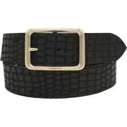 Ledergürtel ANNAMATONI, Damen, Gr. 105, schwarz, Leder, unifarben, Kroko-Optik, elegant,feminin,klassisch,modisch, Gürtel
