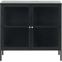 VCM Carmel Sideboard mit 2 Glastüren Stahl schwarz.