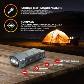 Extralink Starthilfe Jump Starter Powerbank Booster zum Starten eines Autos Extralink Jump Max 7 10000 mAh Taschenlampe Kompass Hammer für Dieselfahrzeuge Z...
