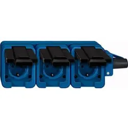 Schlagfest Mobile SCHUKO-Dreifach-Steckdose (blau)