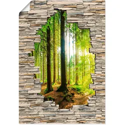 Artland Wandbild »Wald mit Bach Blick Stein Mauer«, Waldbilder, (1 St.), als Alubild, Outdoorbild, Poster, Wandaufkleber in verschied. Größen Artland Farbe Bild(er): grün