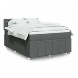 vidaXL Boxspringbett mit Matratze Dunkelgrau 160x200 cm Stoff