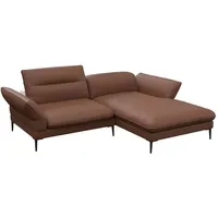 FLEXLUX Ecksofa Salino, Funktionssofa mit Recamiere, Relaxsofa, Ecksofa, Sofa mit Arm- und Kopfteil-Verstellungen, Kaltschaum & Stahl-Wellen braun