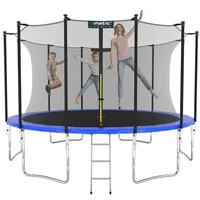 Kinetic Sports Trampolin Outdoor SALTO Ø 366 cm TÜV Rheinland geprüft, Kindertrampolin Set mit Netz, Randpolster, USA Sprungtuch - Gartentrampolin bis 160 kg, Blau