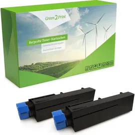 Green2Print Hochleistungstoner Doppelpack, 2 Kartuschen 2x 12000 Seiten ersetzt OKI 45807111 passend für Oki B432, B512, MB492, MB562