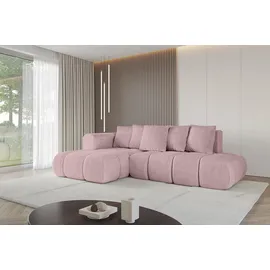 altdecor Ecksofa Cord mit Schlaffunktion 2-Sitzer Rosa