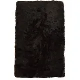 KUHFELL online & NOMAD Fellteppich Lammfell Teppich aus 4 echten Island Lammfellen ca. 190 x 120 cm cm schwarz