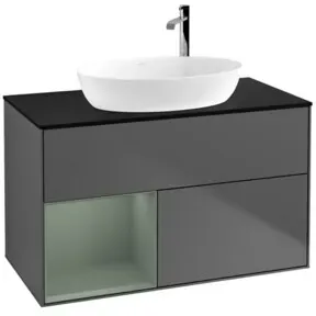 V&B Waschtischunterschrank Finion 100, Pl b m, Reg Oli. m Lac, Anthrac. m