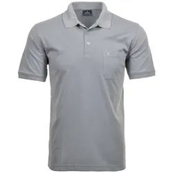 RAGMAN Herren Poloshirt - Oberteil, Softknit-Polo, Baumwollmischung, Brusttasche, Knopfleiste, kurz, einfarbig Hellgrau 2XL