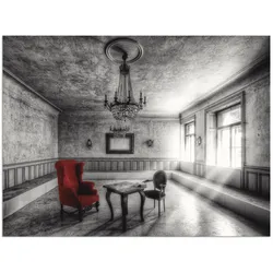 Wandbild ARTLAND "Lost Place - Roter Sessel", schwarz (farbe bild(er): schwarz), B:60cm H:45cm, Bilder, als Alubild, Outdoorbild, Leinwandbild, Poster, Wandaufkleber