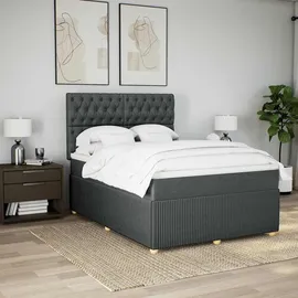 vidaXL Boxspringbett 140 x 200 cm Dunkelgrau