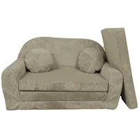 FORTISLINE Kindersofa Kindersofa Rosalia Ausklappbares Sofa aus Cord mit Verlängerung braun