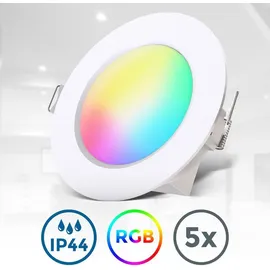 B.K.Licht RGBW-LED Einbauleuchten, 5er-Set, weiß,5xLED 4,8W,