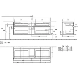 Villeroy & Boch V&B Waschtischunterschrank Collaro 160x54,8x50cm, WT mi, LED 12W, Nord Oa