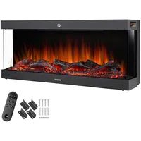 tectake Elektrokamin Elektro-Wandkamin, 2 Leistungsstufen mit 900 W und 1800 W schwarz