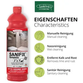 lorito oehme Sanitärreiniger Kalklöser Kalkentferner Sanifix Fantastic, 1 Liter