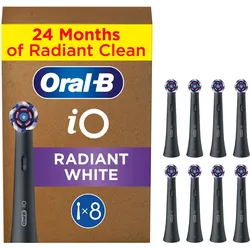 Aufsteckbürste ORAL-B "Oral-B iO Strahlendes Weiss", schwarz, Zahnbürstenköpfe, 8 St., fortschrittliche Plaque-Entfernung, Poliereinsätze zur Zahnaufhellung