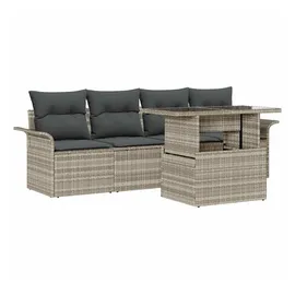 vidaXL Gartensofa-set mit Kissen Hellgrau Poly-Rattan