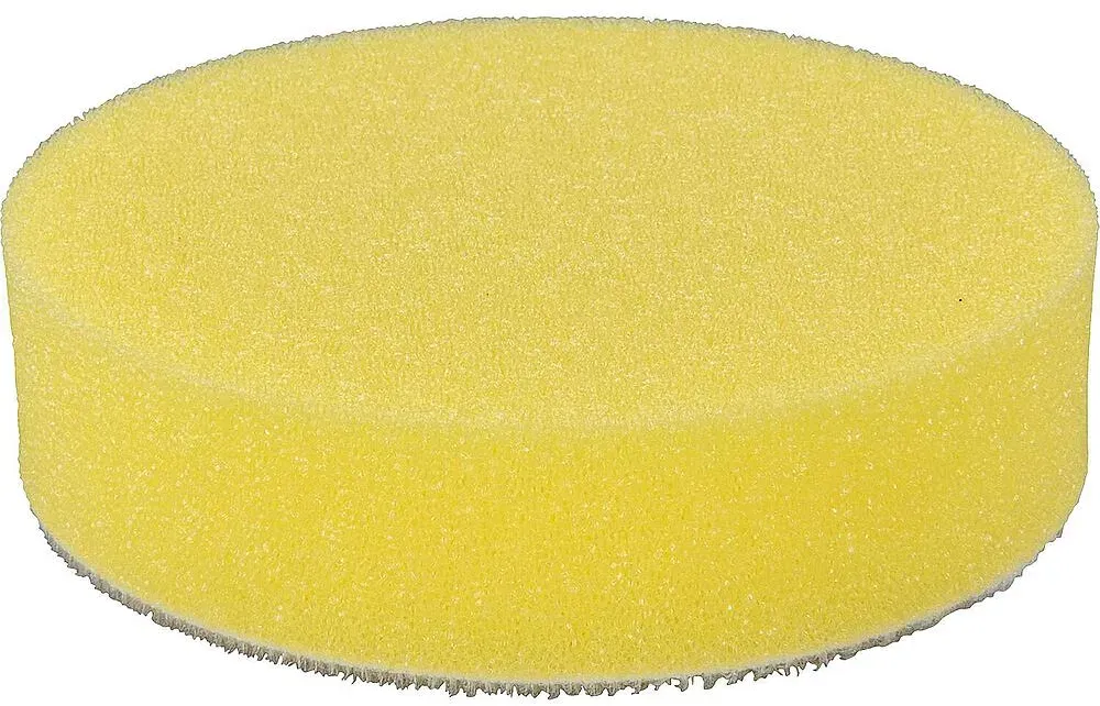 Mittelporiger Polierschwamm mit Klettaufnahme, gelb, Ø 80 mm