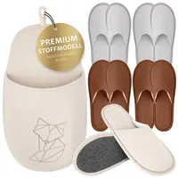 ONVAYA® Premium Gästehausschuhe Set „Fuchs“ | 5 Paar | rutschfest | Waschbare Gästepantoffeln | stilvolle Hausschuhe für Gäste | Guest Sli...