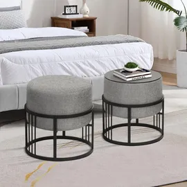[en.casa] Hocker Tas 38 x 38 x 38 cm Hellgrau