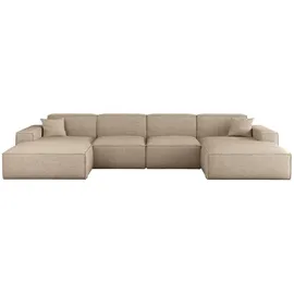 Fun Möbel Eckcouch Stoff 2-Sitzer Beige