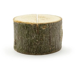 partydeco Tischkartenhalter, Tischkartenhalter aus Holz 3x2cm Baumscheiben 6er Set natur weiß