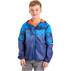 Outdoorjacke KILLTEC "Lyse BYS JCKT B", Kinder, Gr. 128, blau, Oberstoff: 100% Polyester, Futter: 100% Polyester, sportlich, Jacken, Leichte, wasserdichte Kinderjacke, klein verpackbar, cooles Muster