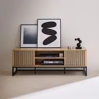 Sweeek TV-Möbel in gerilltem Holzdekor und schwarzem Metall 2