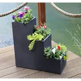 dynamic24 XL Kübel Pflanzkübel Treppentopf 60cm Blumentreppe Blumen Kübel Topf Beton Optik