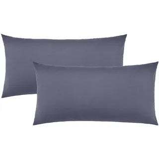 NatureMark 2er Set Jersey Kissenbezüge – Elastisch, weich, atmungsaktiv und hautfreundlich – Waschbare Kissenhülle - 40x60 (ideal für Nackenkissen) – Anthrazit Grau