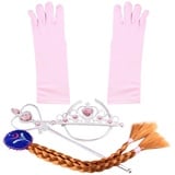 Eiskönigin ELSA und Anna - Set aus Diadem, Handschuhe, Zauberstab, Zopf - für Karneval, Fasching, Geburtstag, Party, Verkleidung - Königin unverfroren