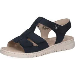 Riemchensandale CAPRICE, Damen, Gr. 37, blau (dunkelblau), Veloursleder, casual, Schuhe, Keilsandalette, Bequemschuh, Sommerschuh mit Klettverschlüssen