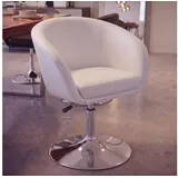 FineBuy Cocktailsessel FINEBUY Kunstleder 62 x 55 x 120 cm Weiß drehbar mit Kissen