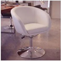 FineBuy Cocktailsessel FINEBUY Kunstleder 62 x 55 x 120 cm Weiß drehbar mit Kissen