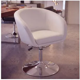 FineBuy Cocktailsessel FINEBUY Kunstleder 62 x 55 x 120 cm Weiß drehbar mit Kissen