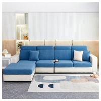 Sofahusse Sofabezug 2Sitzer,Jacquard Sofahusse Elastische Stretch Sofa Überwürfe, Rouemi blau 63 cm