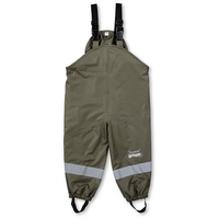 STERNTALER Kleinkind Unisex Regenhose Kinder Träger Regenträgerhose gefüttert - Wasserdicht mit Druckknopf und verschweißten Nähten - dunkelgrün, 80