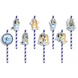 Festivalartikel Trinkhalme BLUEY Trinkhalme 8 Stück Papierstrohhalme Einweg Strohhalme bunt