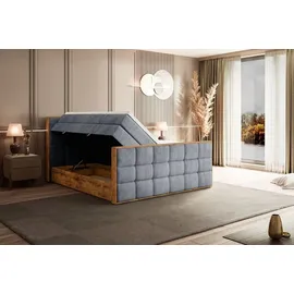 altdecor Boxspringbett mit Matratze Topper, Polsterbett mit Bettkasten, LOLLI2-Z KING - Grau