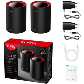 Cudy M3000 1.0, AX3000 schwarz, 2er-Pack