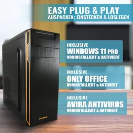 Greed GREED® Basic PC mit Intel Celeron G5905 - Schneller Rechner + Computer für Büro & Home Office mit 3,7 GHZ, 8GB RAM 512GB SSD - DVD+RW - USB3.0 - WLAN, inkl. Windows 11 Pro