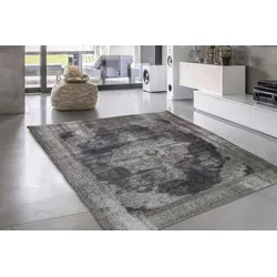 Teppich MY HOME "Rayan" Gr. 6, grau, B:200cm H:9mm L:290cm, Kunstfaser, Teppiche, Orient-Design, Vintage, Kurzflor, Teppich mit Bordüre