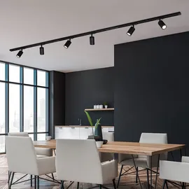 Briloner Rail Komplettset, 6x GU10 Spots schwenkbar, Einspeisung, Lichtschienensystem Decke, Strahler Schiene, Deckenlampe, Deckenleuchte, Spotlight, 2,25m, Schwarz