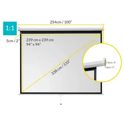 celexon basic line Rolloleinwand 240 x 240cm,Leinwand Format 1:1 , Heimkino Leinwand, Beamerleinwand,3D Leinwand,Full HD Leinwand, Leinwand Beamer