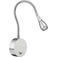 Ledscom.de LED Leselampe/Wandleuchte HAN, Schwanenhals, Schalter, chrom glänzend, weiß