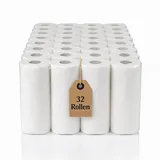 Küchenrollen 3-lagig, Küchenpapier hochweiß, Handtuchrolle aus 100% Zellstoff, Haushaltspapier, Küchenkrepp, 3-lagig, Menge:32 Rollen