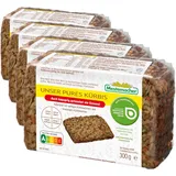 Mestemacher Unser Pures Haferbrot Kürbis, ohne Mehl & Hefe, vegan, Nutri Score A, enthält Omega 3, mit Kürbiswürfeln & Kürbiskernen, Diabetiker geeignet, 5 Scheiben, 300g (Packung mit 4)