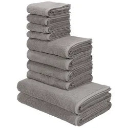Handtuch Set MY HOME "Merida, Duschtücher, Handtücher, Gästetücher", grau (hellgrau), 10 tlg., Frottier, Frottier, Obermaterial: 100% Baumwolle, Handtuch-Sets, 100% Baumwolle, einfarbig, kuschelig weich