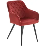 Livetastic Armlehnstuhl, Schwarz, Weinrot, Holz, Metall, Textil, Pappel, Rundrohr, 54x86x60 cm, Esszimmer, Stühle, Esszimmerstühle, Armlehnenstühle